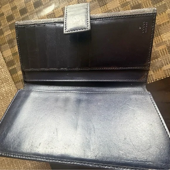 Gucci EUC Blue GG Imprime Canvas Continental Bifold Long Wallet - Picture 6 of 10